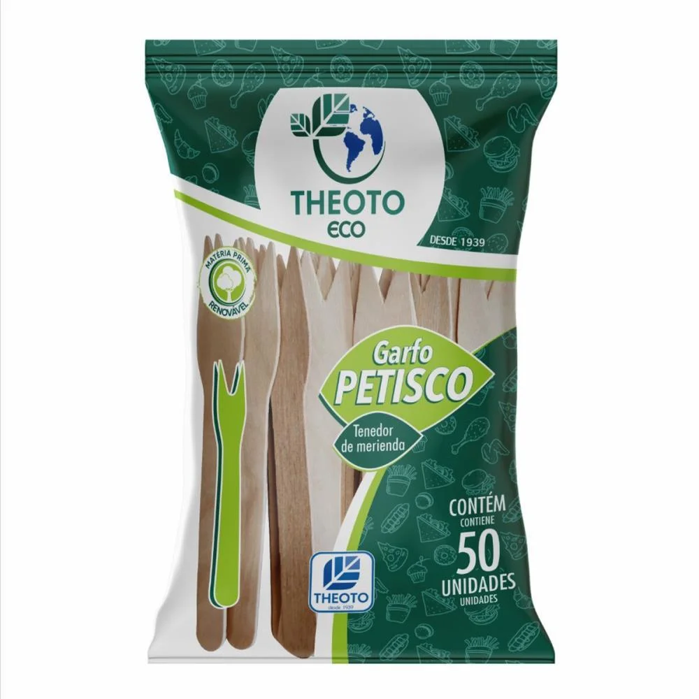 Talher Descartavel Garfo Petisco Madeira Theoto (Pct.c/50) - imagem 3