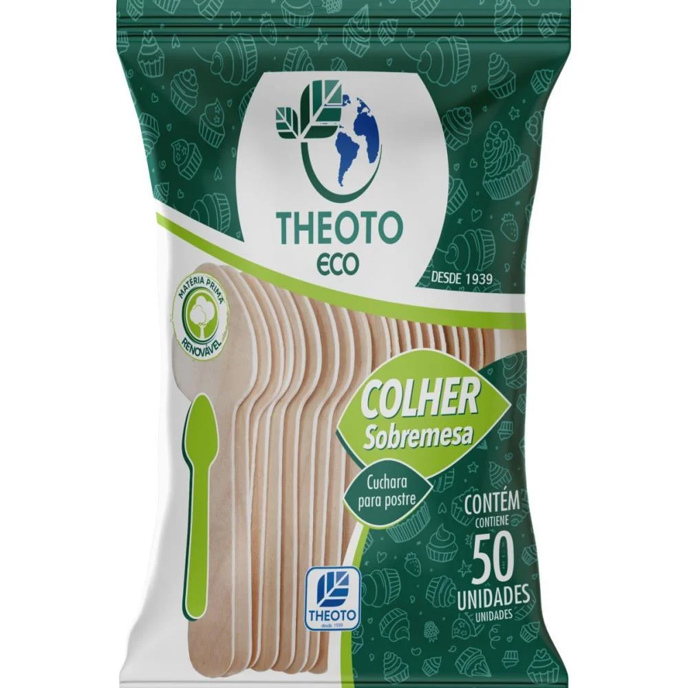 Talher Descartavel Colher Sobremesa Madeira Theoto (Pct.c/50) - imagem 2