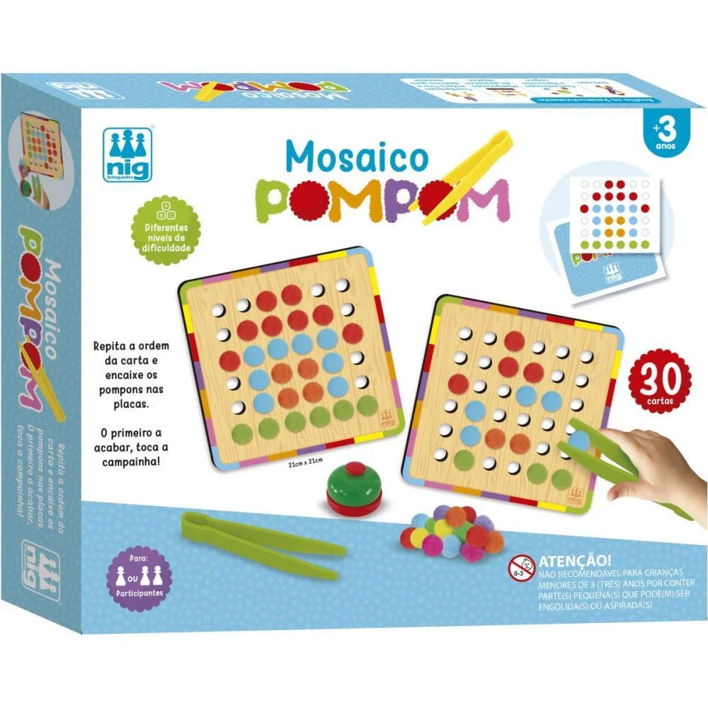 Brinquedo Educativo Mosaico Pompom Nig Brinquedos (Unidade) - imagem 2