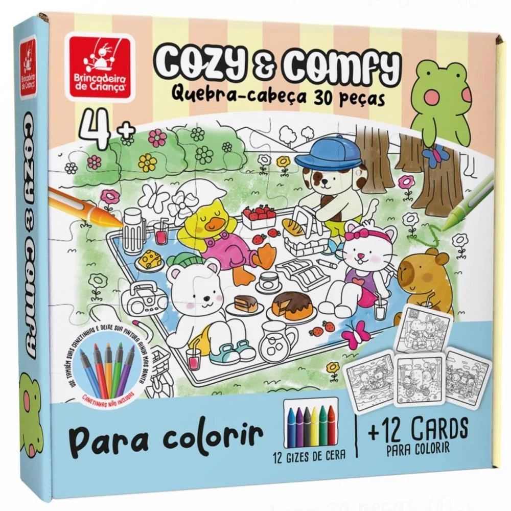 Quebra-Cabeca Madeira Comfy E Cozy Para Colorir 30Pc Brinc. De Crianca (Unidade) - imagem 2