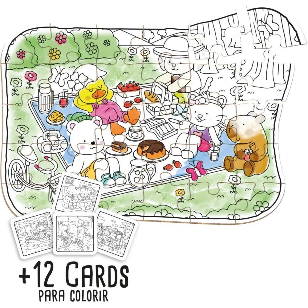 Quebra-Cabeca Madeira Comfy E Cozy Para Colorir 30Pc Brinc. De Crianca (Unidade) - imagem 3