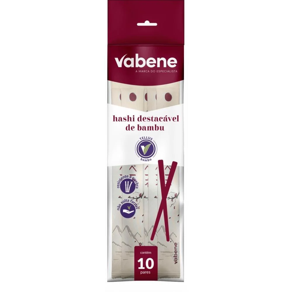 Talher Descartavel Hashi De Bambu C/Emb. Individu Vabene (Pct.c/10) - imagem 2