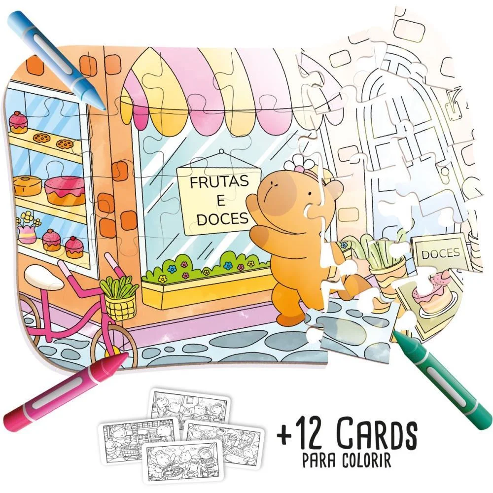 Quebra-Cabeca Madeira Capivara Para Colorir 30Pcs Brinc. De Crianca (Unidade) - imagem 3