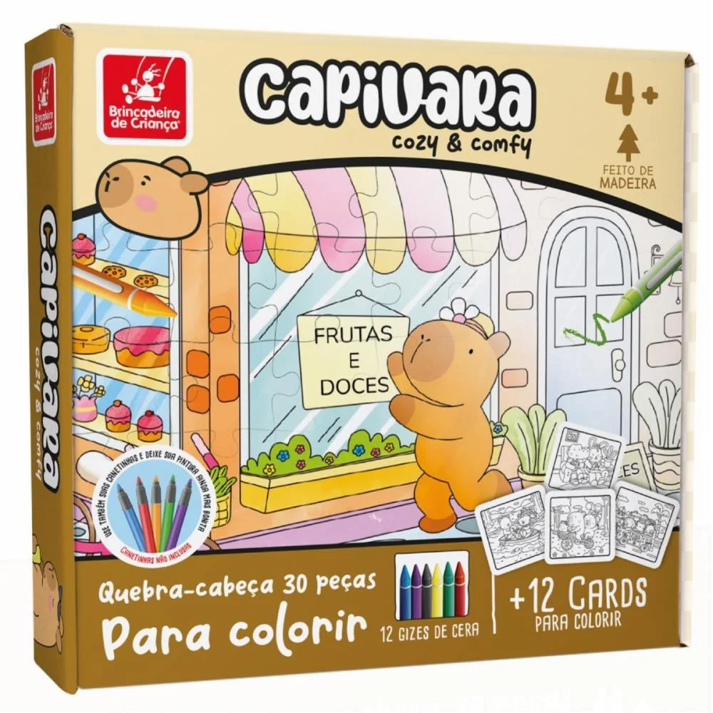 Quebra-Cabeca Madeira Capivara Para Colorir 30Pcs Brinc. De Crianca (Unidade) - imagem 4