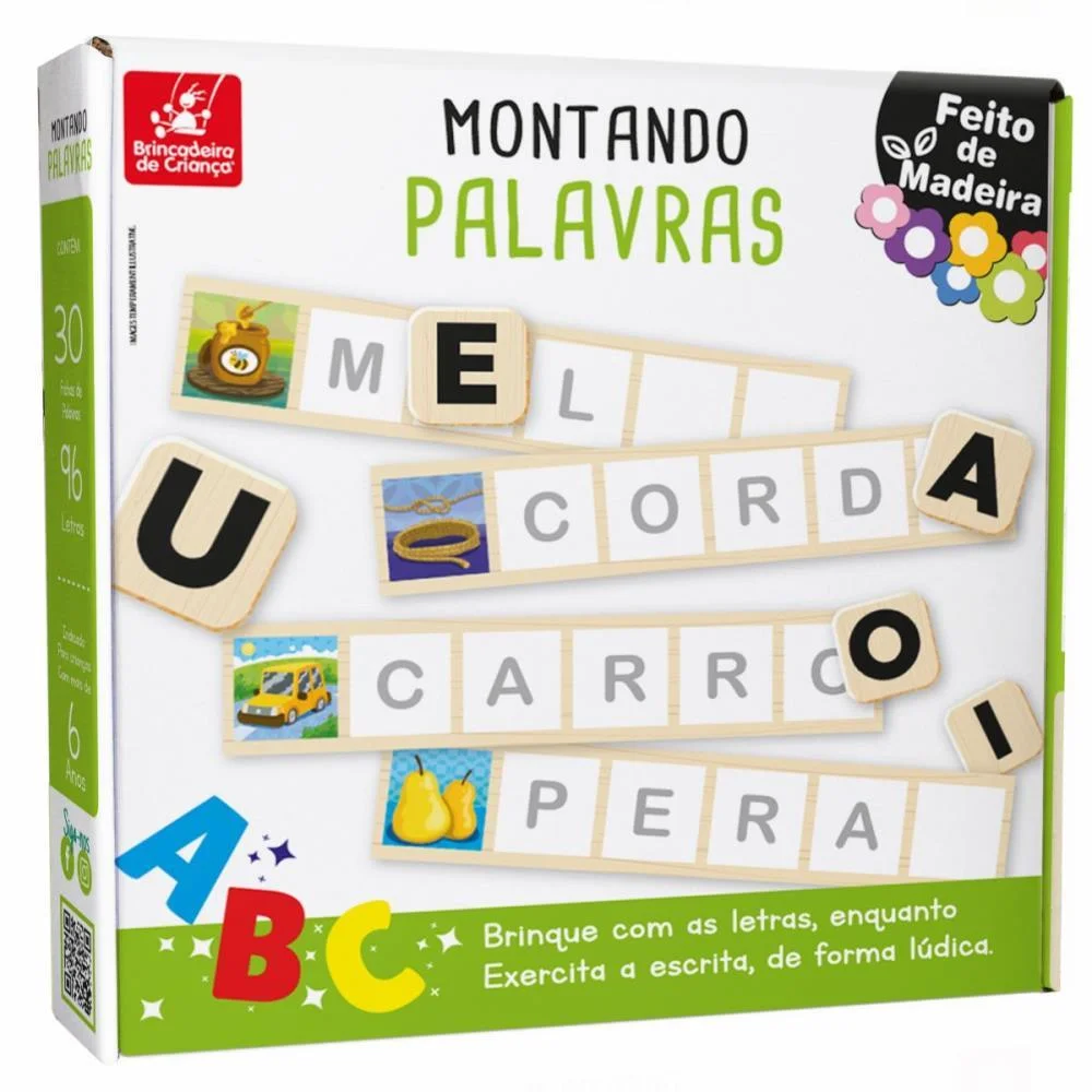 Brinquedo Pedagogico Madeira Montando Palavras Brinc. De Crianca (Unidade) - imagem 4