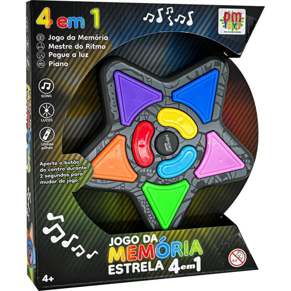 Jogo Da Memoria Estrela 4 Em 1 C/Som E Luz Dm Toys (Unidade) - imagem 3