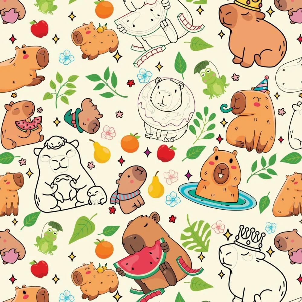 Papel Presente Bobina Couche 40Cm. Mod.113 Mundo Capivaras Gessele (Bo-100Mts) - imagem 2