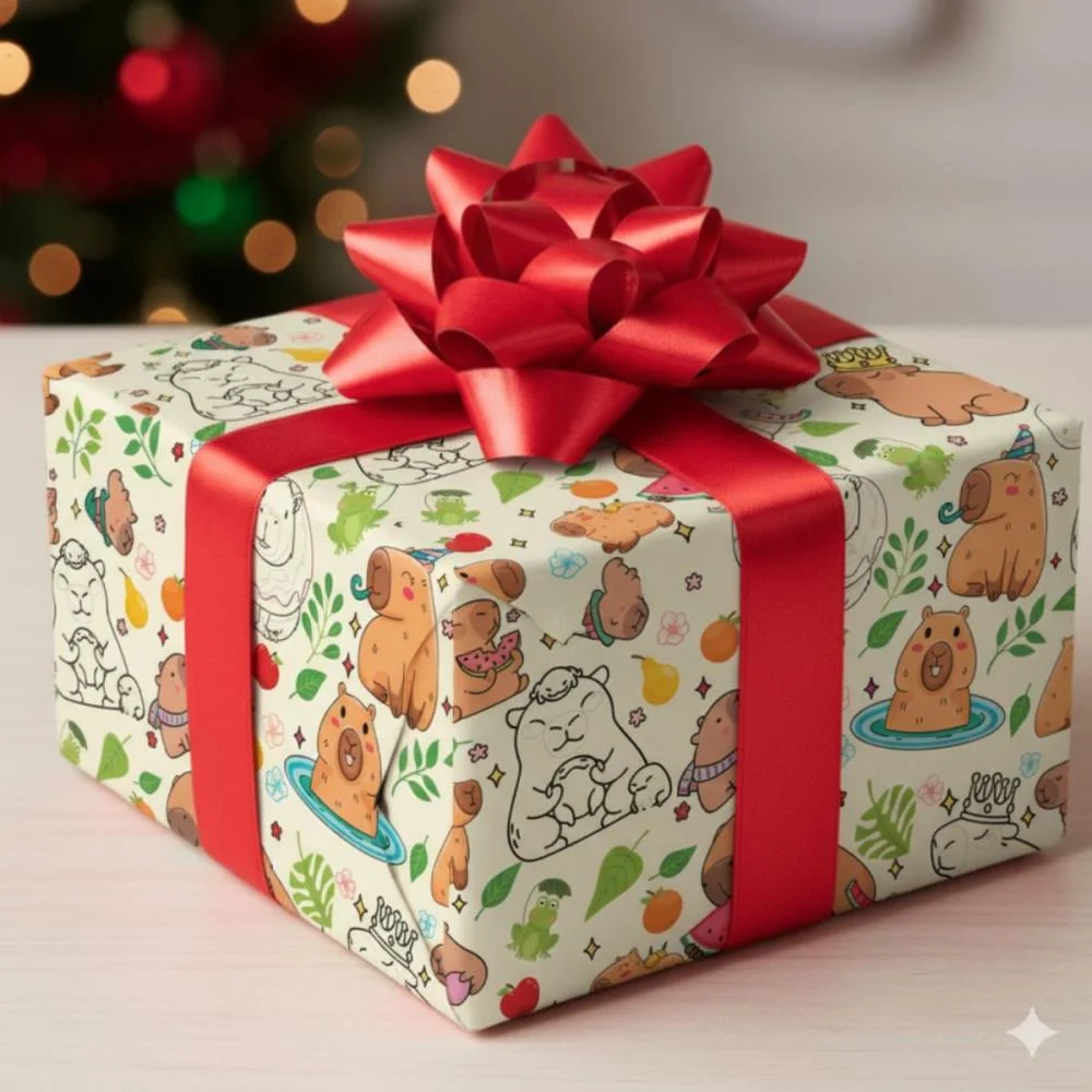 Papel Presente Bobina Couche 40Cm. Mod.113 Mundo Capivaras Gessele (Bo-100Mts) - imagem 4