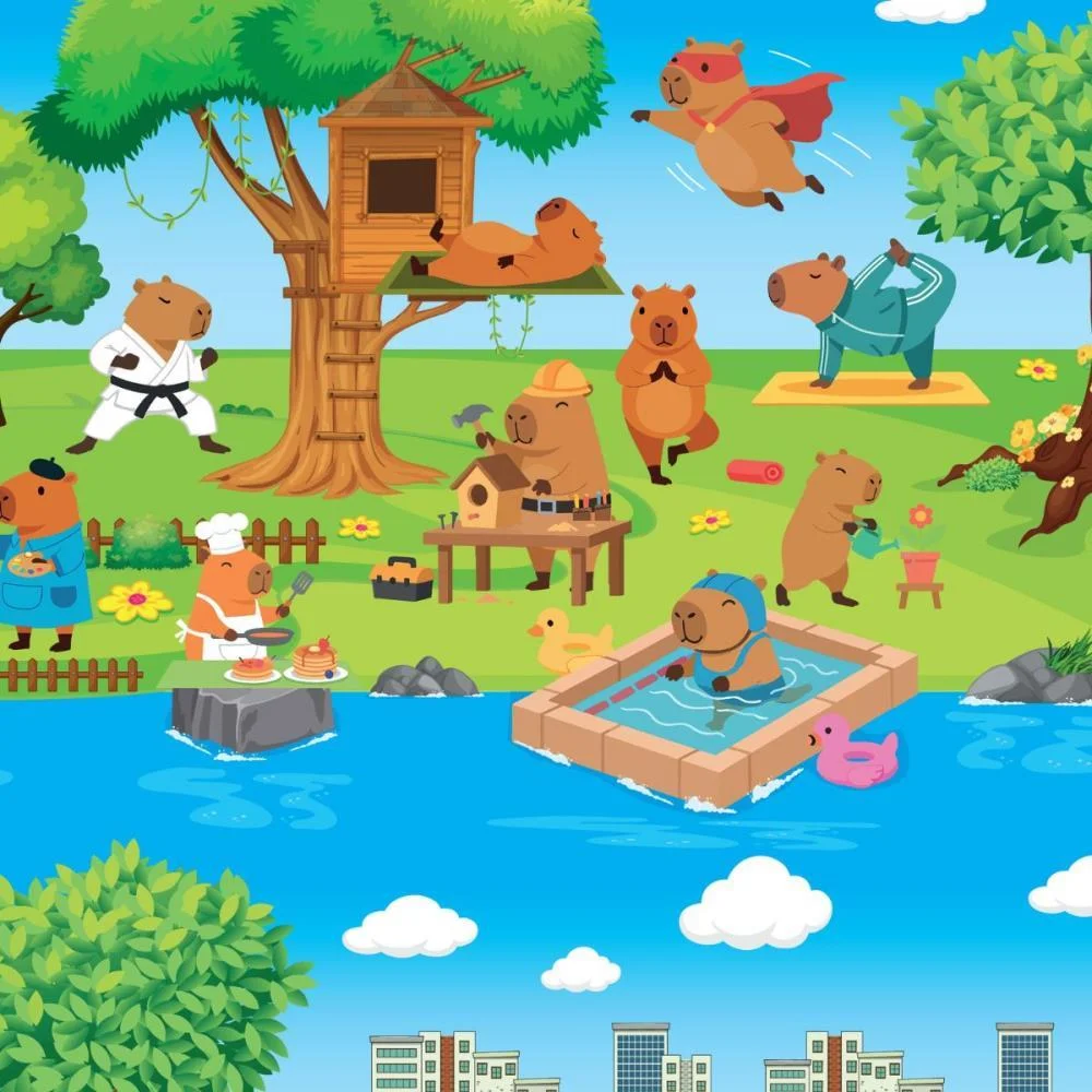 Papel Presente Bobina Couche 60Cm. Mod.113 Mundo Capivaras Gessele (Bo-100Mts) - imagem 3