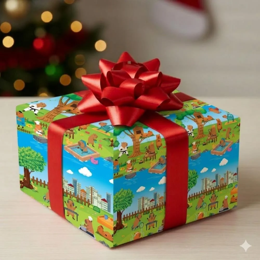 Papel Presente Bobina Couche 60Cm. Mod.113 Mundo Capivaras Gessele (Bo-100Mts) - imagem 4