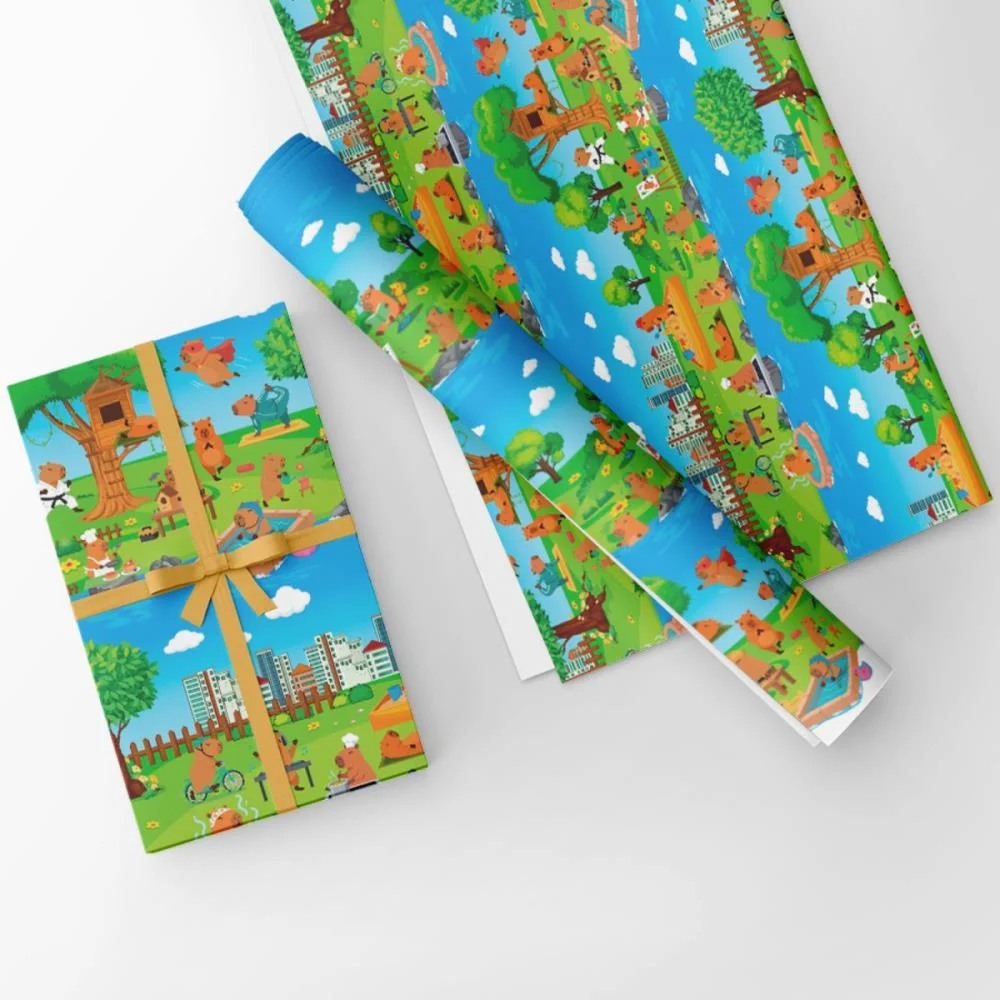 Papel Presente Bobina Couche 60Cm. Mod.113 Mundo Capivaras Gessele (Bo-100Mts) - imagem 5