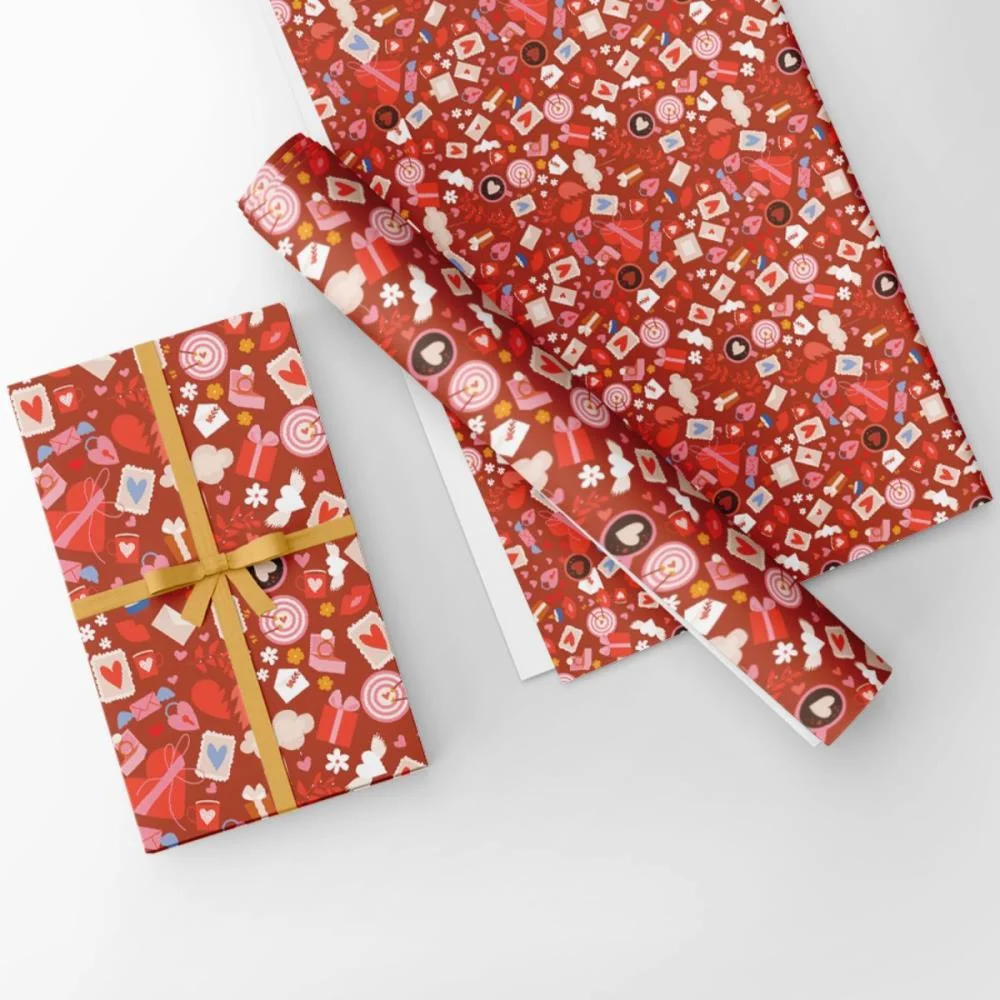 Papel Presente Bobina Couche 60Cm. Mod.234 Coracoes/Cartas Gessele (Bo-100Mts) - imagem 5