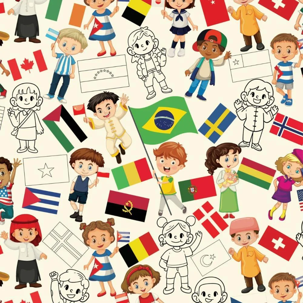 Papel Presente Bobina Couche 60Cm. Mod.111 Criancas Bandeir Gessele (Bo-100Mts) - imagem 2