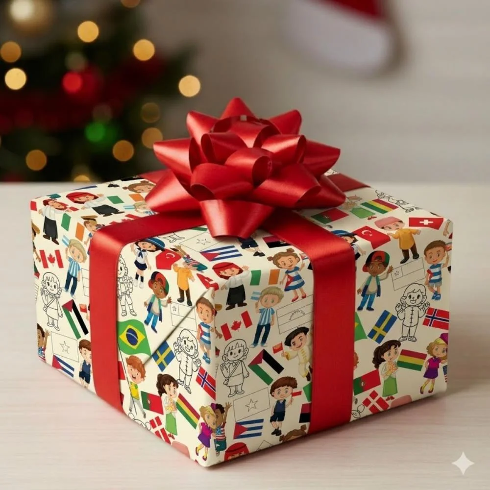 Papel Presente Bobina Couche 60Cm. Mod.111 Criancas Bandeir Gessele (Bo-100Mts) - imagem 4