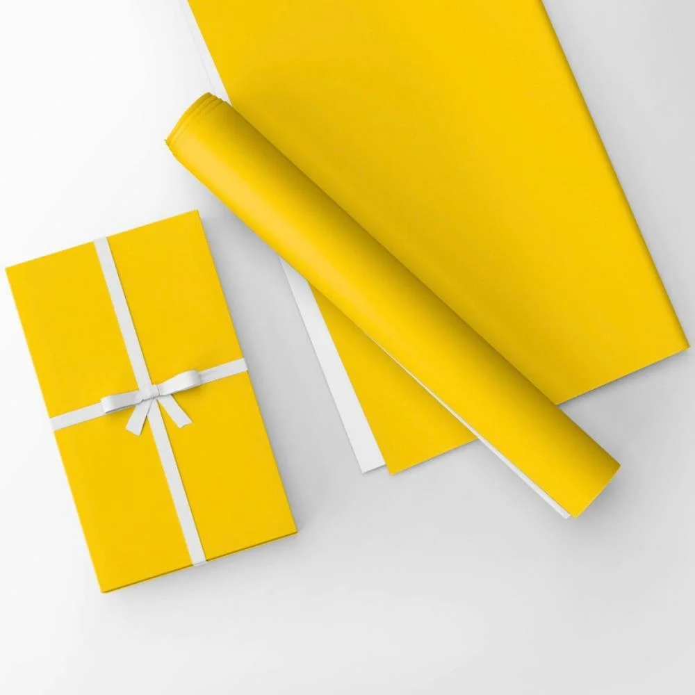 Papel Presente Bobina Couche 40Cm. Mod.714 Amarelo Gessele (Bo-100Mts) - imagem 4