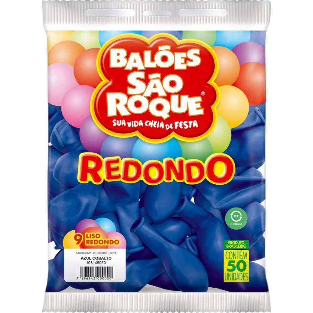 Balao 9 Liso Redondo Azul Cobalto Sao Roque (Pct.c/50) - imagem 3