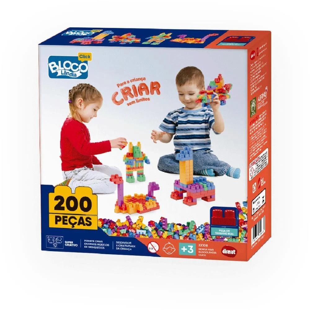 Brinquedo Para Montar Mais Blocolandia Click 200Pcs Dismat (Unidade) - imagem 2
