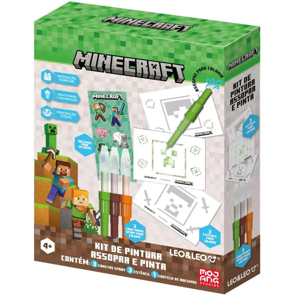 Brinquedo Para Colorir Minecraft Kit Pintura Assopra Leonora (Kit) - imagem 4
