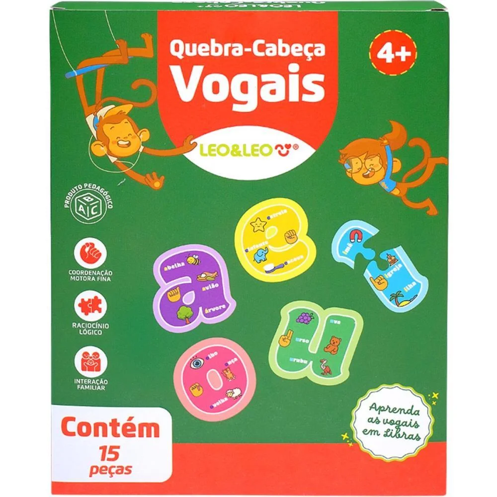 Brinquedo Pedagogico Vogais 15 Pecas Leonora (Unidade) - imagem 2