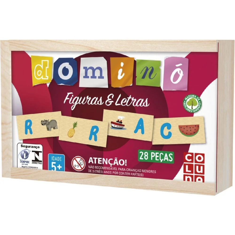 Domino Figuras E Letras Em Madeira Coluna (Unidade) - imagem 3