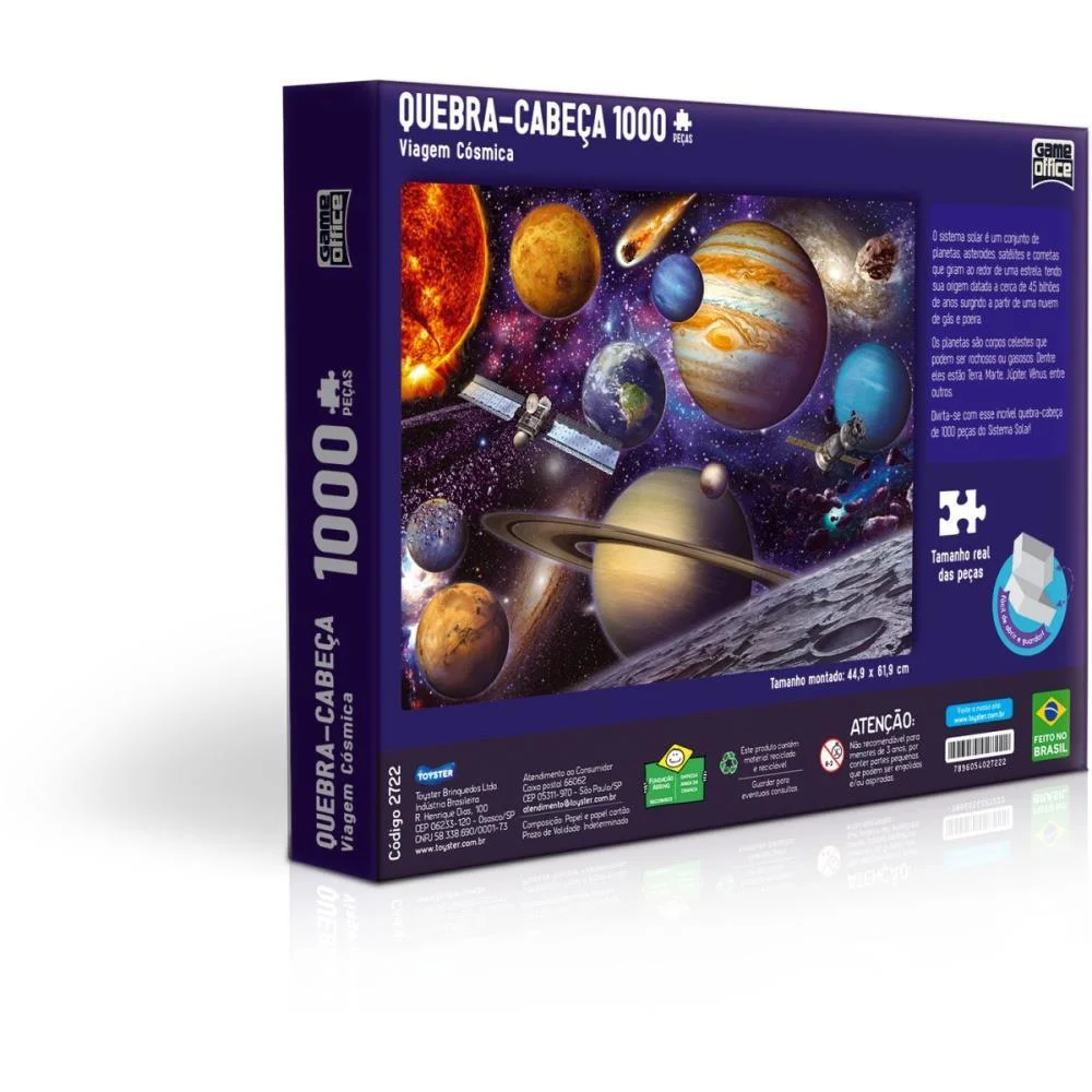 Quebra-Cabeca Cartonado Viagem Cosmica 1000Pcs Toyster (Unidade) - imagem 7