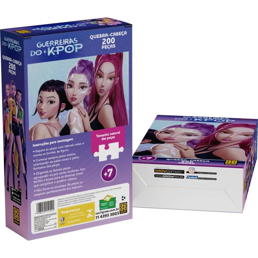 Quebra-Cabeca Cartonado Guerreiras Do K-Pop 200 Pecas Grow (Unidade) - imagem 4