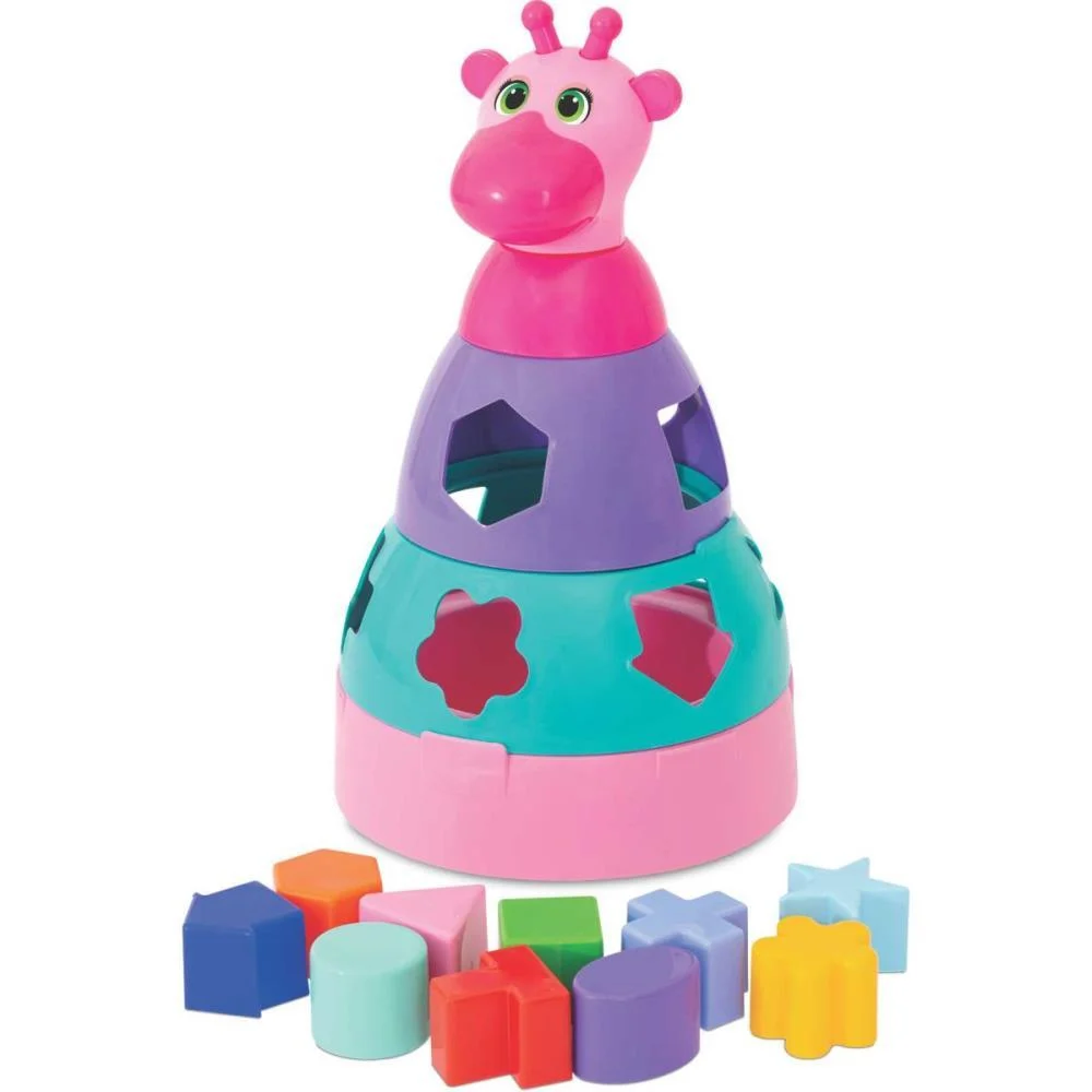 Brinquedo Educativo Girafa Didatica Rosa C/Blocos Merco Toys (Unidade) - imagem 3