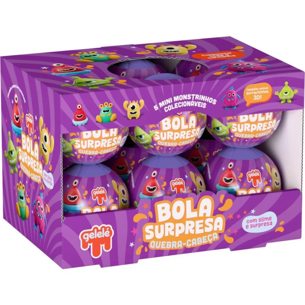 Slime Bola Surpresa Monstrinhos (S) Doce Brinquedo (Dp.c/12) - imagem 3