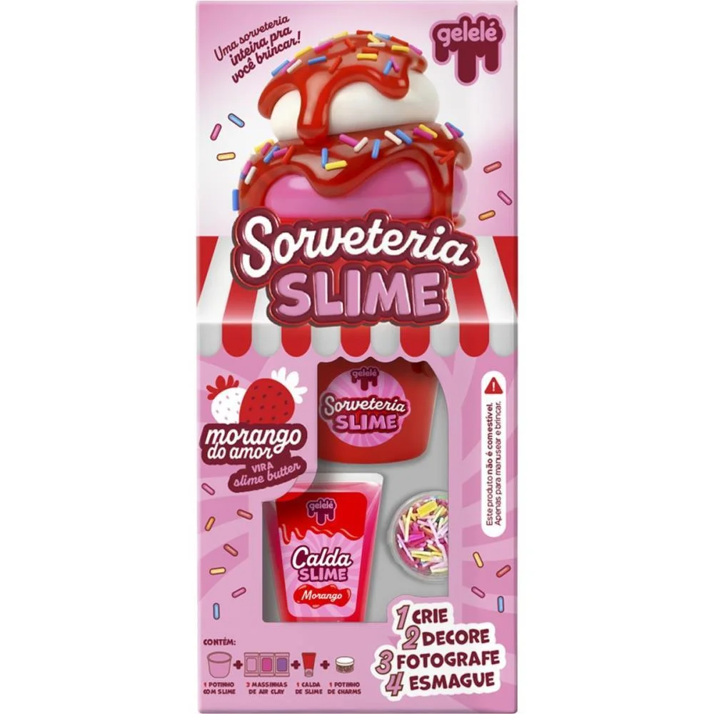Slime Gelele Sorveteria Morango Do A Doce Brinquedo (Kit) - imagem 3