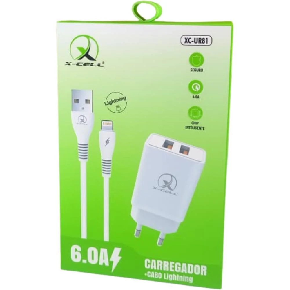 Carregador Celular De Parede 2X1 Cabo Usb 6A+Ios 1M Com Car Flex (Unidade) - imagem 3
