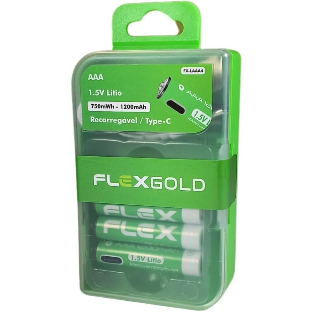 Pilha Recarregavel Palito Aaa 1200Mah 1.5V Flex (Bl.c/04) - imagem 3