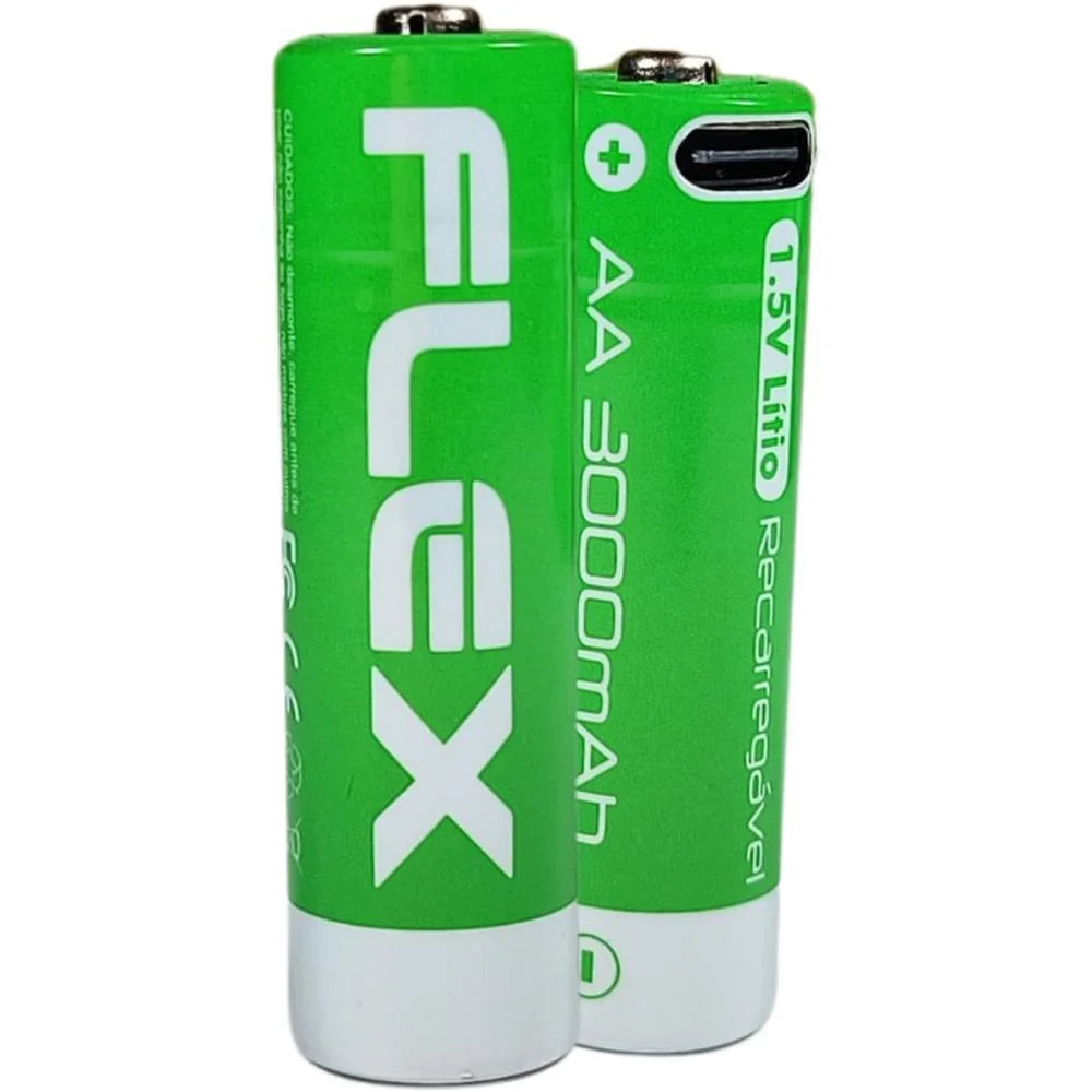 Pilha Recarregavel Pequena Aa 3000Mah 1.5V Flex (Bl.c/02) - imagem 2