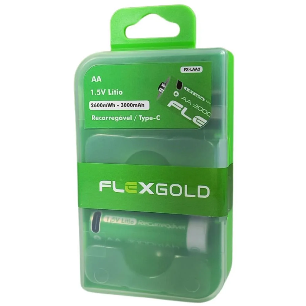 Pilha Recarregavel Pequena Aa 3000Mah 1.5V Flex (Bl.c/02) - imagem 3