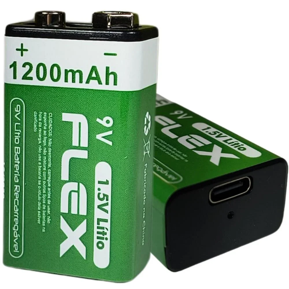 Pilha Bateria 9V Recarregavel Bateria 1200Mah Usb-C Flex (Bl.c/01) - imagem 4