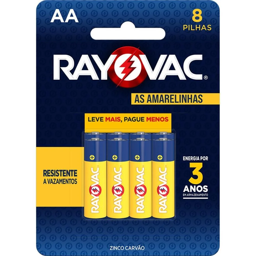 Pilha Zinco Pequena Aa Leve+ Pague- Rayovac (Bl.c/08) - imagem 5