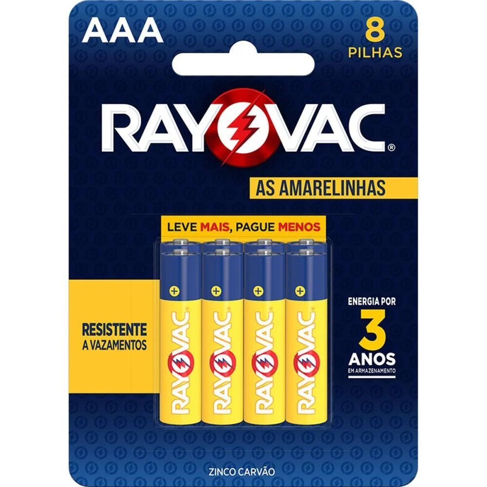 Pilha Zinco Palito Aaa Leve+ Pague- Rayovac (Bl.c/08) - imagem 5