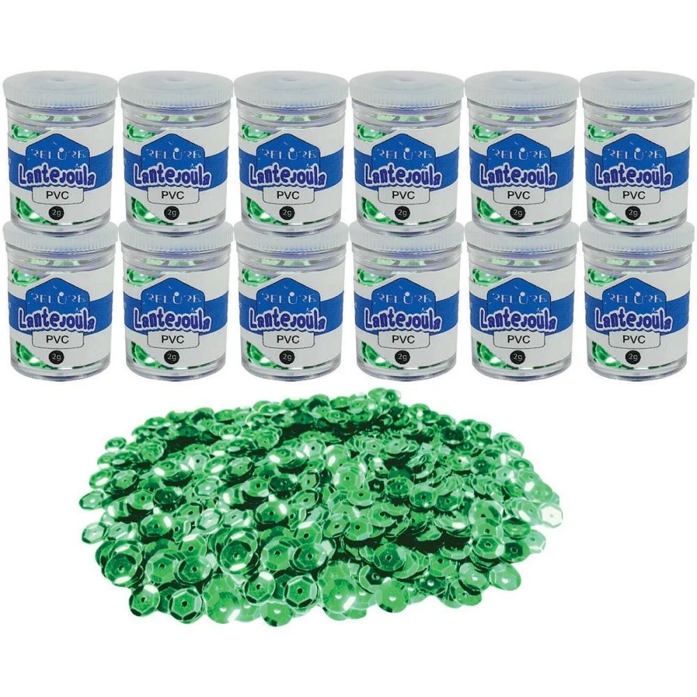 Lantejoula Metalizada Verde Bandeira 10Mm. Pote 2G. Honey (Pct.c/12) - imagem 3