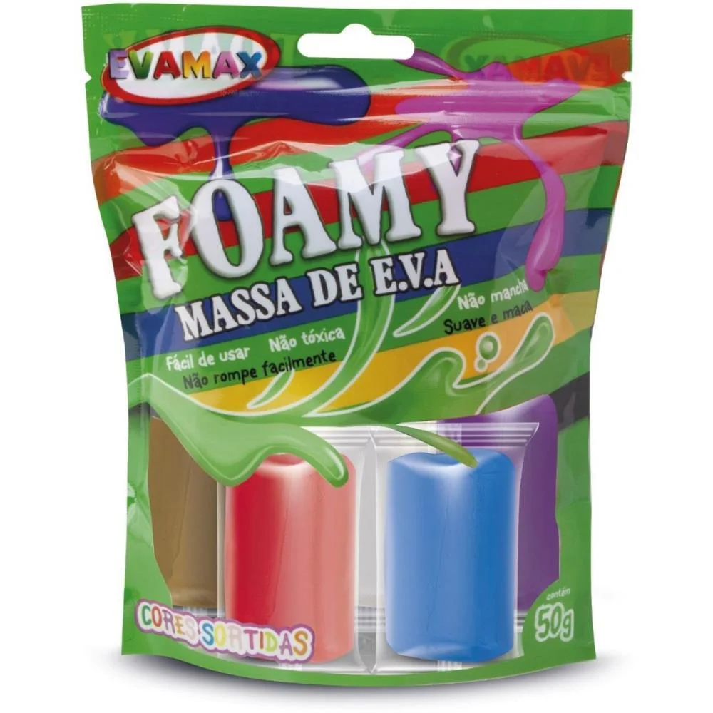 Massa De Eva 5 Cores 50G. Bc/Mr/Az/Ll/Vm Evamax (Pacote) - imagem 4