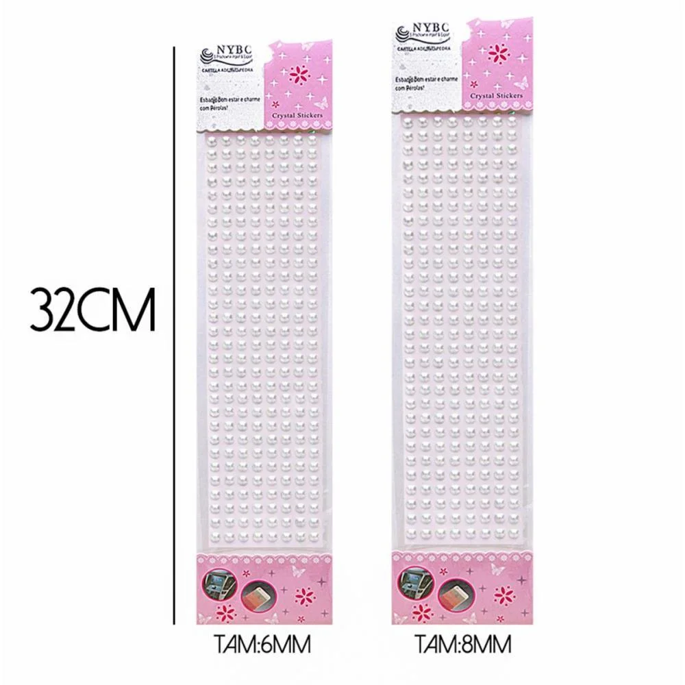Pedraria 1/2 Perola 6Mm Adesiva Cristal Nybc (Pct.c/12) - imagem 2