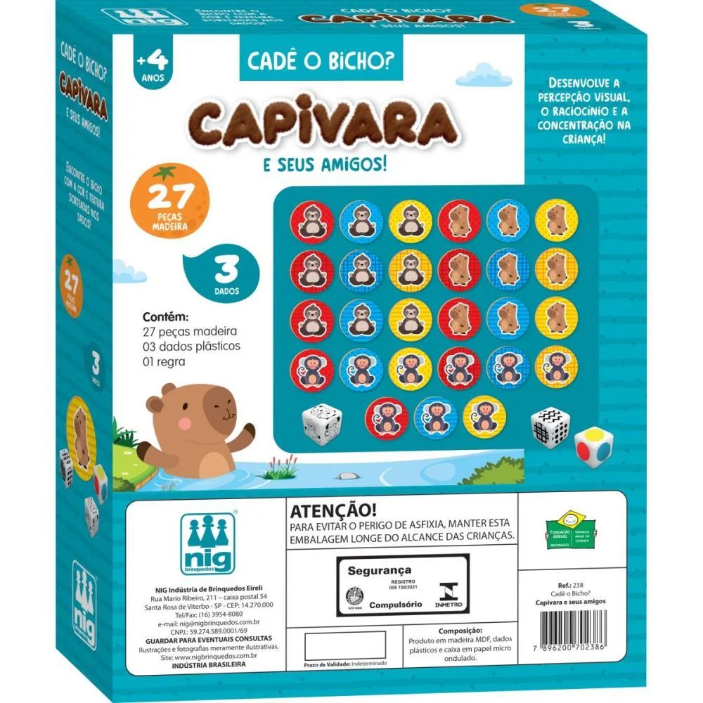 Brinquedo Educativo Capivara Cade O Bicho 27 Pecas Nig Brinquedos (Unidade) - imagem 4