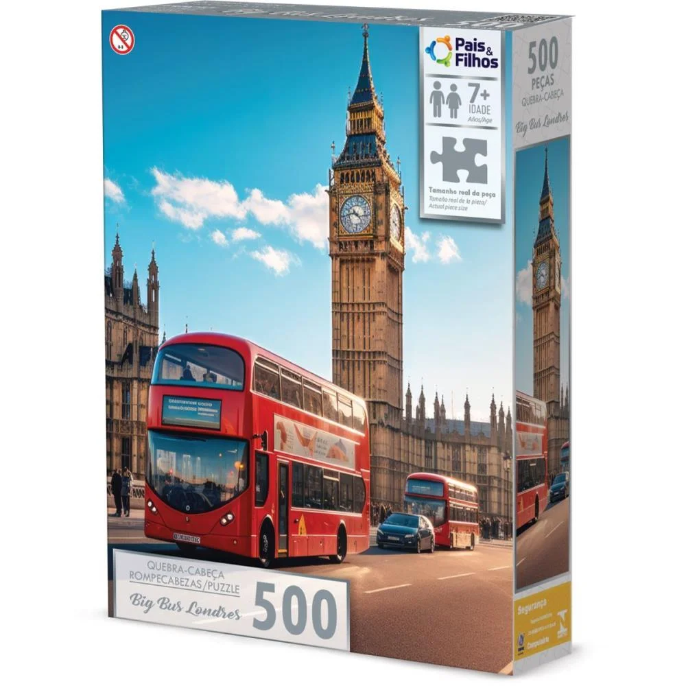 Quebra-Cabeca Cartonado Big Bus Londres 500 Pecas Pais E Filhos (Unidade) - imagem 2