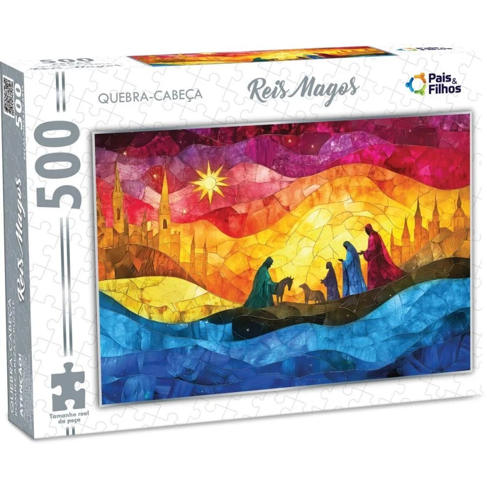 Quebra-Cabeca Cartonado Reis Magos 500 Pecas Pais E Filhos (Unidade) - imagem 3