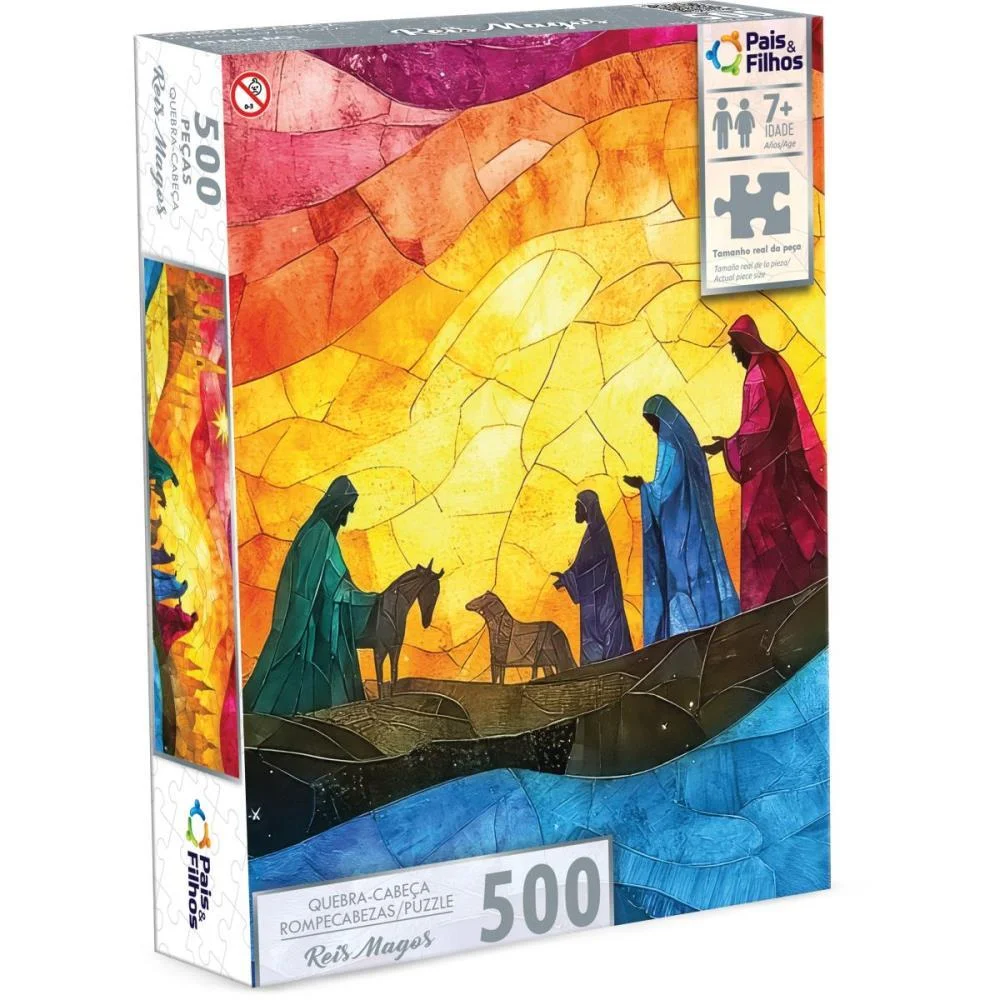 Quebra-Cabeca Cartonado Reis Magos 500 Pecas Pais E Filhos (Unidade) - imagem 4