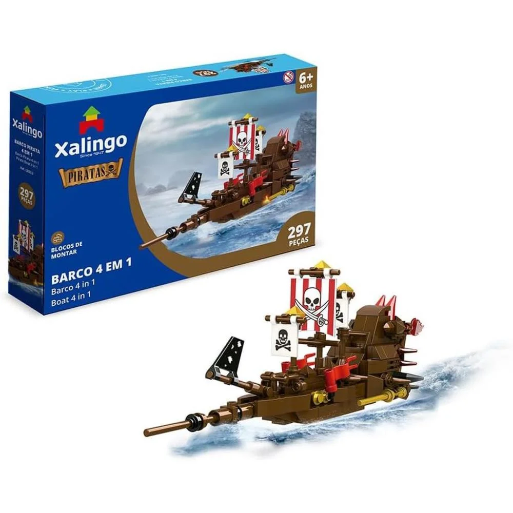 Brinquedo Para Montar Piratas Barco 4 Em 1 297Pecas Xalingo (Unidade) - imagem 3