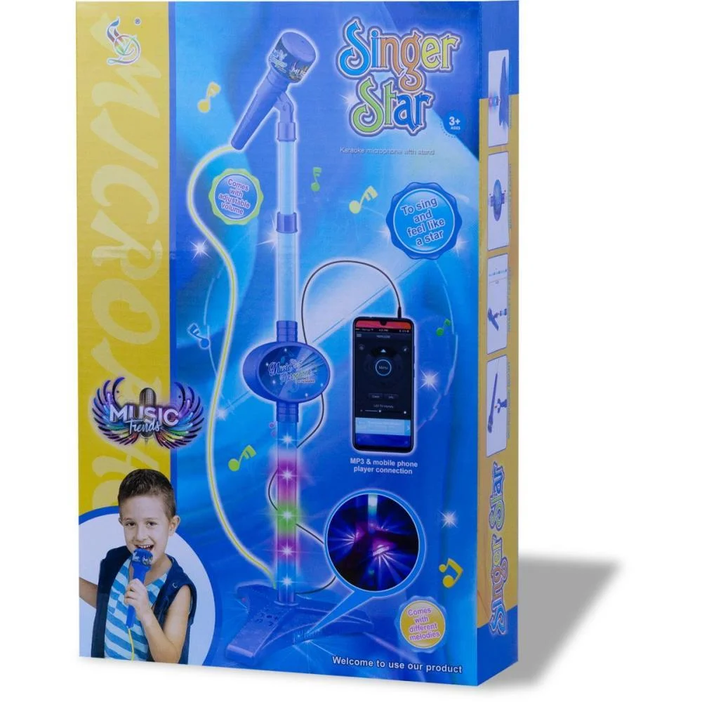 Instrumento Musical Microfone Azul C/Som/Luz Bee Toys (Unidade) - imagem 3