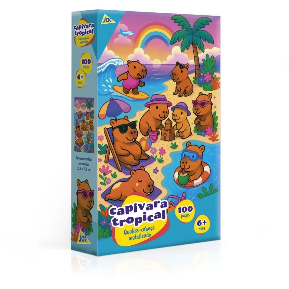 Quebra-Cabeca Cartonado Capivara Metalizado 100 Pcs Toyster - imagem 2
