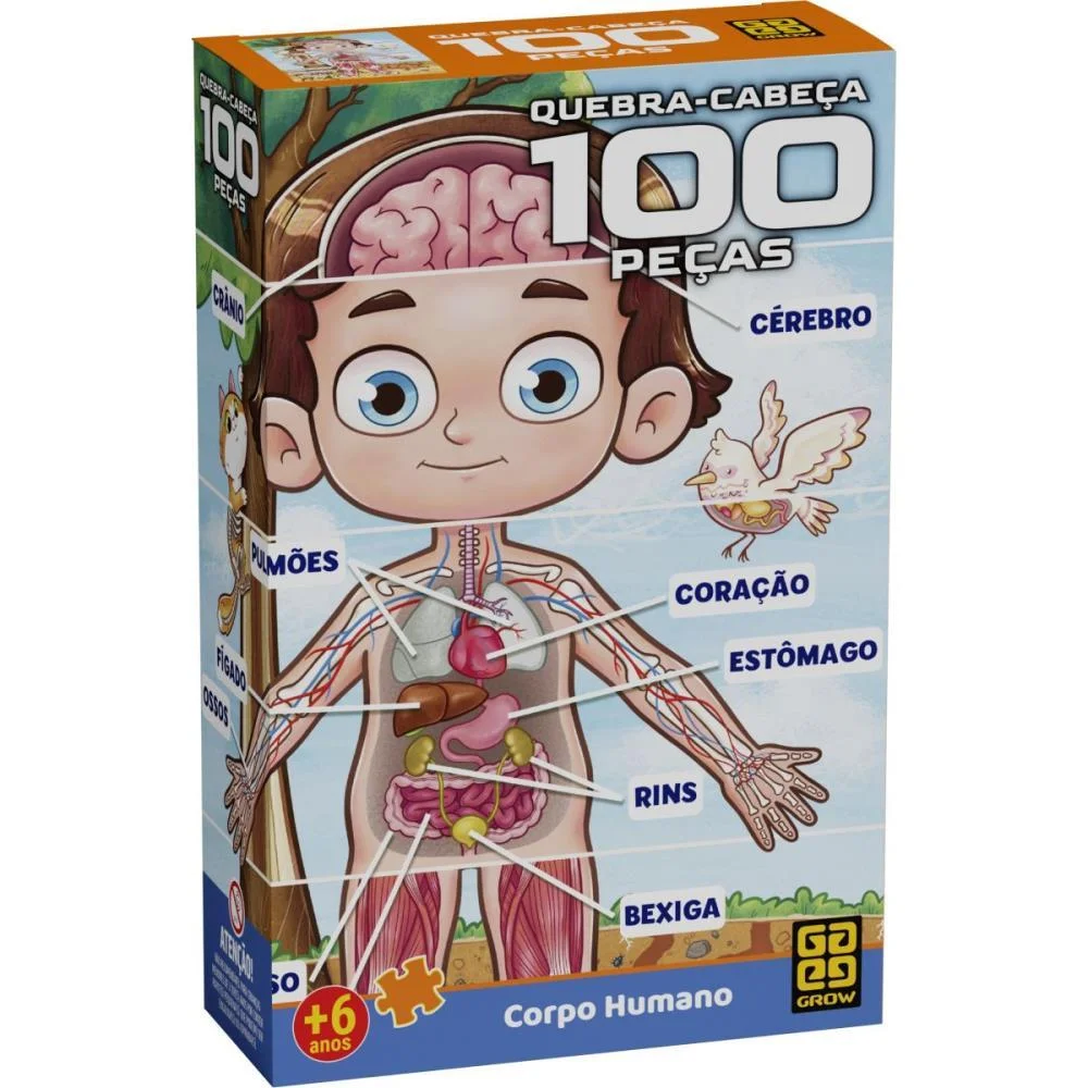 Quebra-Cabeca Cartonado Corpo Humano 100 Pecas Grow (Unidade) - imagem 2