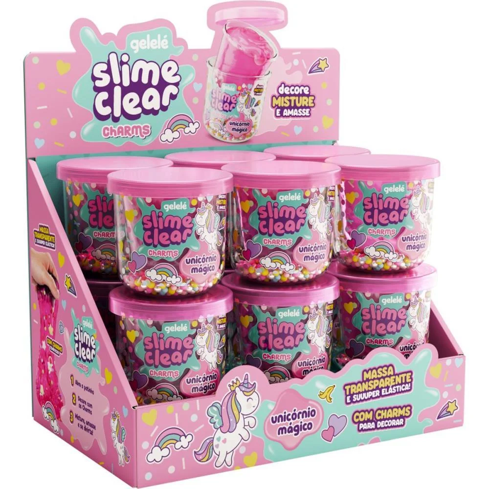 Slime Clear Charm Unicornio Magico Doce Brinquedo C/ 12 Unidades - imagem 3