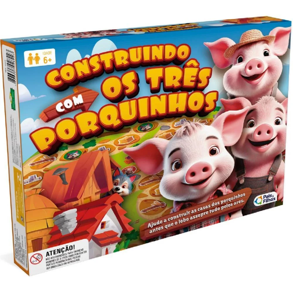 Jogo De Tabuleiro Construindo C/Os Tres Porquinh Pais E Filhos (Unidade) - imagem 4