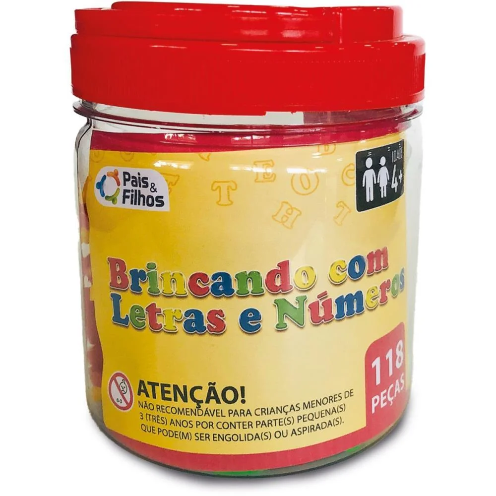 Brinquedo Pedagogico Brincando C/Letras E Num.118Pc Pais E Filhos (Unidade) - imagem 4
